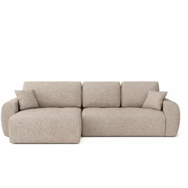 kaiser möbel Ecksofa mit Schlaffunktion und Bettkasten Ivo L aus Chenille-Stoff Artico, Ecksofa mit Schlaffunktion, integrierter Stauraum,mit Schlaffunktion,pflegeleichter Chenille-Stoff beige