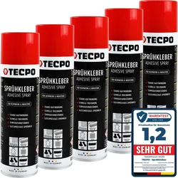5x TECPO Sprühkleber Hochtemperatur Industriekleber, 500 ml (11,60 € pro 1 l)
