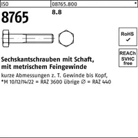 Industrial Quality Supplies ISO 8765 Sechskant-Schaftschraube Feingewinde M16x75 Stahl