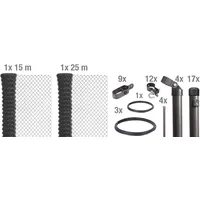 GAH Alberts Alberts Maschendrahtzaun als Zaun-Komplettset, zum Einbetonieren | verschiedene Längen und Höhen - anthrazit-metallic Höhe 150 cm Länge 40 m