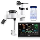 Vevor 7-in-1 WLAN-Wetterstation mit APP, 7,5-Zoll-VA-Display, solarbetriebener Außensensor, Wettercenter zur Wettervorhersage, Windgeschwindigkeit, Temperatur, Luftfeuchtigkeit, Niederschlag