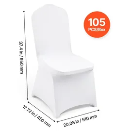 Vevor Stuhlhussen aus Polyester-Spandex 105 STK. Weiß, Abnehmbare & Waschbare & Dehnbare Stuhlüberzüge, Universell Passend für Esszimmer Partys Hochzeiten Bankette, Stuhlhüllen Stuhlbezüge