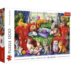 Puzzle 1500 - Katzen auf dem Sofa