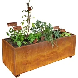 Badeko Hochbeet 200 cm in Edelrostoptik inkl. Zwischenboden (Sonderanfertigungen möglich)