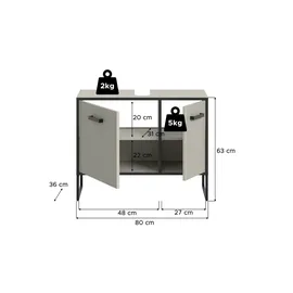 xonox.home Waschbeckenunterschrank Bagno - creme - Maße cm B: 80 H: 63