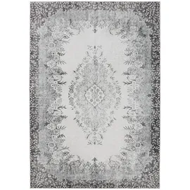 benuta Basic Waschbarer Teppich George - Schwarz/Grau 60x120 cm - Kunstfaser - Rechteckig & im Style: Vintage, Elegant, Retro - Pflegeleicht für Wohnzimmer Schlafzimmer