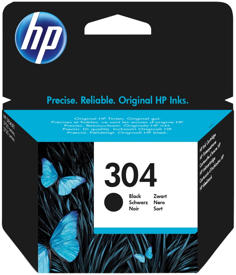 HP 304 Original Druckerpatrone Schwarz ca. 120 Seiten N9K06AE Für DeskJet 37XX; DeskJet 26XX; ENVY 50XX | A4-Dokumente | 4 ml