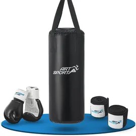 ArtSport Boxsack Set gefüllt – Kinder Boxset 10 kg mit Boxhandschuhen, Bandagen, Deckenhalterung