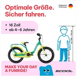 S'COOL S’COOL niXe 16 Zoll 1-Gang Grün