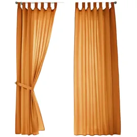 Gardinenbox 2er Set Vorhänge Schal Schlaufen »Berlin« HxB 225x140 cm Orange Blickdicht Microsatin Lichtdurchlässig Kräuselband Uni Matt, 20400N2