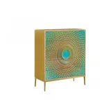 KAWOLA Highboard 100 x 120 x 40 cm Grün / Gold