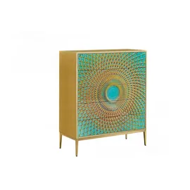 KAWOLA Highboard 100 x 120 x 40 cm Grün / Gold