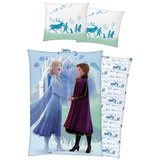 Frozen Kinder-Bettwäsche Die Eiskönigin Believe 135 x 200 + 80 x 80 100% Baumwolle Biber-Flanell-Qualität Anna ELSA Olaf Sven 2 Motive Disney Deutsche Größe