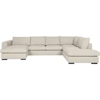 Wohnlandschaft FURNINOVA "Vida Platzwunder mit tollem Sitzkomfort, bequem und viel Platz" Sofas Gr. B/H/T: 371cm x 87cm x 218cm, Struktur, Recamiere links-Ottomane rechts, ohne Bettfunktion, weiß (snow) im skandinavischen Design und hochwertiger Detailverarbeitung