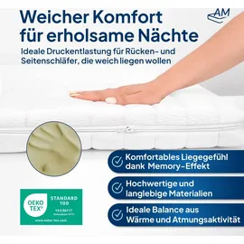 AM Qualitätsmatratzen Visco Topper 180 x 200 cm weiß