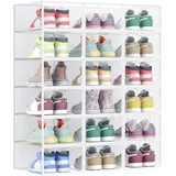 Songmics Schuhboxen Set mit Tür 33,2 x 23 x 14,5 cm transparent-wolkenweiß