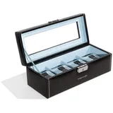 Friedrich/23 Friedrich|23, Uhrenkasten, Für 4 Uhren, Leder-Optik, Mit Glasdeckel, 24 x 9,5 x 8,5 cm, Abschließbar, Bond, Feinsynthetik, Schwarz,
