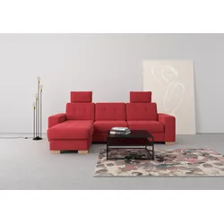 Ecksofa SIT & MORE "Quincy L-Form", rot, B:252cm H:82cm T:161cm, Sofas, wahlweise mit Bettfunktion und Bettkasten