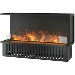 Corner L1200 Einbau-Wasserdampfkamin mit mehrfarbiger Flamme, 3D-Effekt und App-Steuerung, 2,4-l-Tank – 120 cm