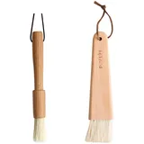 EHOTER Haushaltspinsel Backpinsel aus Holz mit Naturborsten Küchenpinsel BBQ Pinsel Einpinseln Backpinsel ölpinsel Basting Ölbürste für Grill Natürliche Borsten Gebäck Pinsel mit Langem Holzgriff