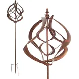 Lemodo großes Windspiel aus Metall mit gegenläufigen Rotoren, Gartendeko, 213 cm hoch