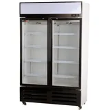 Romux® Glastürkühlschrank 700 Liter 2 Tür Belüftet mit Umluftsystem | Professioneller Getränkekühlschrank mit Glastür & LED | Flaschenkühlschrank