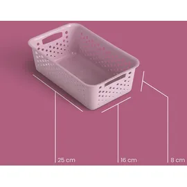 ProHome Aufbewahrungskorb Modularer Kunststoffkorb 25 x 16 x 8 cm rosa