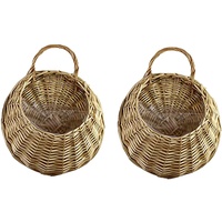 Yeehliny Blumentöpfe aus Rattan, Handgemachte Rattan geflochten Blumentopf zum Aufhängen, Pflanzenkörbe, Korb Geflochten, für Garten, Hochzeit, Hausdekoration, Türdekoration (2er Set-30x37cm/A)