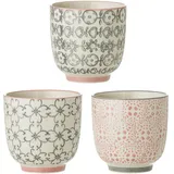 Bloomingville Becher 3er Set, Keramik, 3 Stück (1er Pack), 3, Grau,rosa