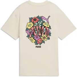 Puma T-Shirt "MID 90s Relaxed Graphic T-Shirt Mädchen", Kinder, Gr. 128, beige (alpine snow weiß), Obermaterial: 100% Baumwolle. Rippe: 20% Polyester, 80% Baumwolle, relaxed fit, Rundhals, Shirts T-Shirt