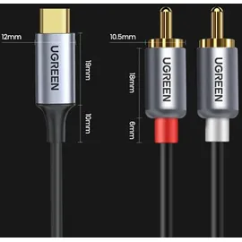 UGREEN USB-C - 2rca Audiokabel, 1,5m, Grau