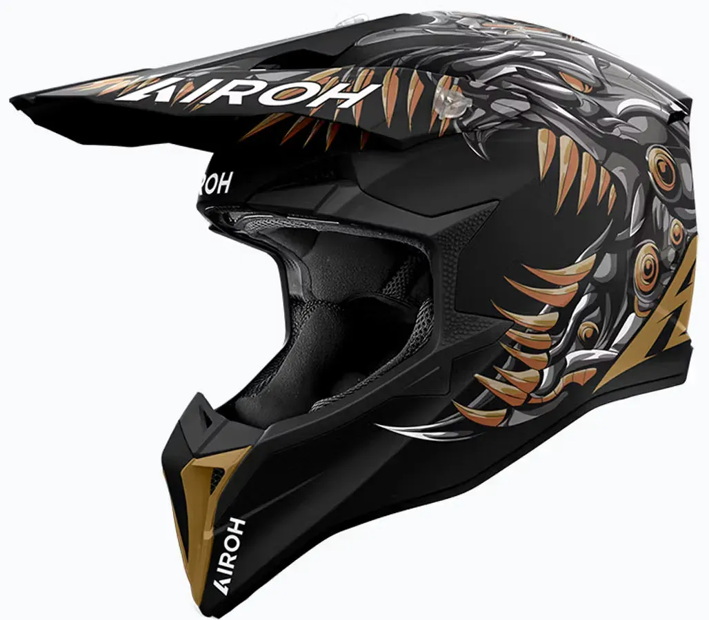 Airoh Wraaap Cyborg, Motocrosshelm - Matt Schwarz/Grau/Bronze - L