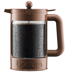 Bodum French Press Kanne Bean, Eiskaffeepresse, 1,5 Liter, Handpresse, mit zusätzlichen Verschluss braun