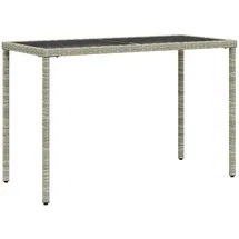 vidaXL Gartentisch mit Glasplatte Hellgrau 115x54x74 cm Poly Rattan