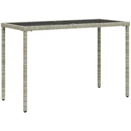 vidaXL Gartentisch mit Glasplatte Hellgrau 115x54x74 cm Poly Rattan