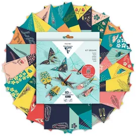 Clairefontaine 5x Origami, Pack. 60 Blatt in 3 Formaten, Thema Insekten - 95366C