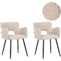 Beliani Esszimmerstuhl 2er Set Bouclé Beige/Schwarz