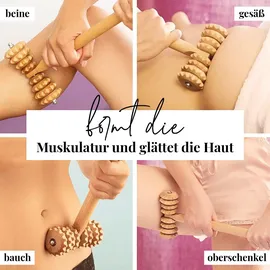 TUULI Anti Cellulite Massagegerät Massageroller Roller Maderotherapie T-Form aus Holz 1 St