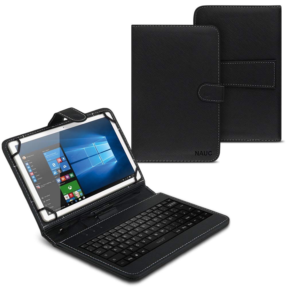 UC-Express Tablet Schutzhülle USB Tastatur - kompatibel mit Teclast T50 Allen 11 Zoll Geräten - 360 Grad Hülle für Tablets - ultradünne Tablettasche - Tablet QWERTZ Case, Farben:Schwarz