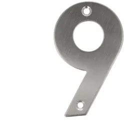 MS Beschläge - Edelstahl Hausnummern 0-9 Buchstaben A-i matt gebürstet Hauswandziffern Türnummer 9)
