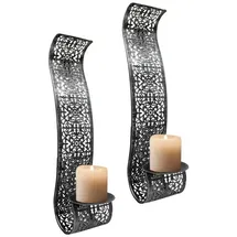 Mojawo 2er Set Wandkerzenhalter für Stumpenkerzen Silber-M301872/MWK1005