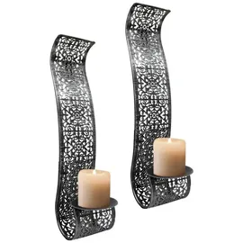 Mojawo 2er Set Wandkerzenhalter für Stumpenkerzen Silber-M301872/MWK1005