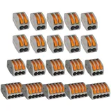 vasalat WAGO 222 Klemmen 2, 3 5 polig 0,08 bis 4mm2, mit Hebel, Kunststoff, 20-teilig