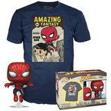 Funko POP! & Tee: Spider-Man Comic Cover - Metallisch - Medium - T-Shirt - Kleidung mit Vinyl-Sammelfigur - Geschenkidee - Spielzeug und Kurzärmeliges Top Für Erwachsene Männer