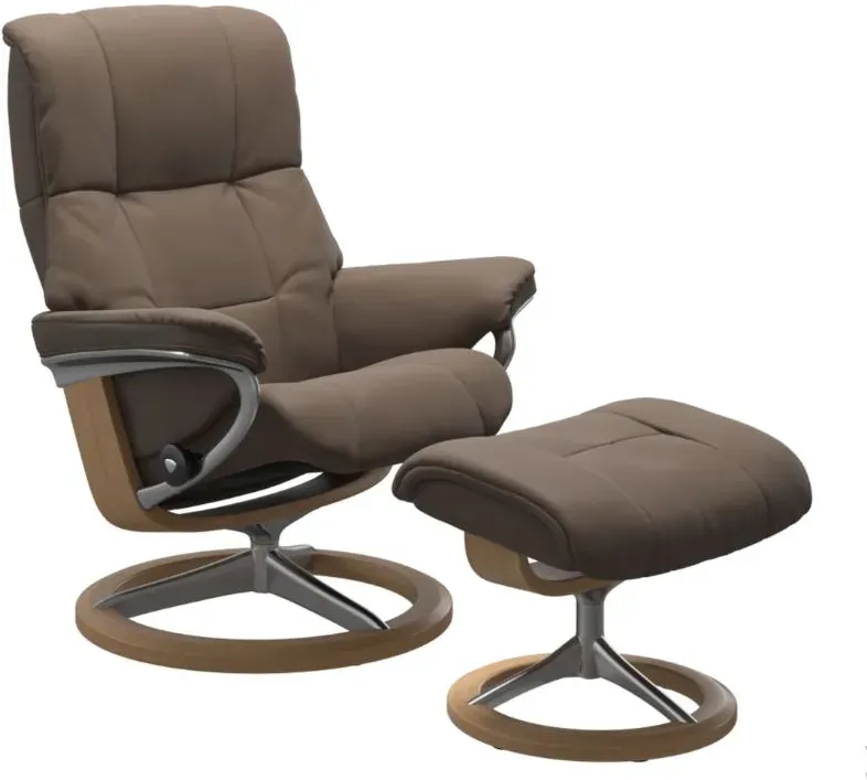 Stressless Sessel mit Hocker Mayfair Signature (M) in Leder Batick Mole