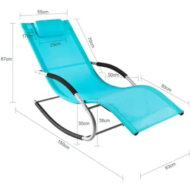 SoBuy Sonnenliege 2 Personen Gartenliege bis 150kg, Türkis