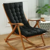 Generisch Gartenstuhlauflagen Hochlehner 120x50, 8cm Dick Hochlehner Auflagen Mit Bändern, Stuhlauflage Niedriglehner Outdoor, Sitzauflagen Polster Für Gartenstuhl, Für Sofa, Auto,Schwarz