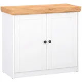 Homestyle4u Sideboard Eiche Matt Weiß Holz Massiv Schrank 92 cm, 2230