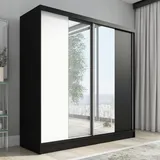 A&J MöbelLand Schwebetürenschrank SOLO 200 x 215 x 59,5 cm Schwarz/Weiß