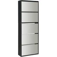 [en.casa] Schuhschrank, Schuhkipper Lund mit 5 verspiegelten Klappen Schwarz